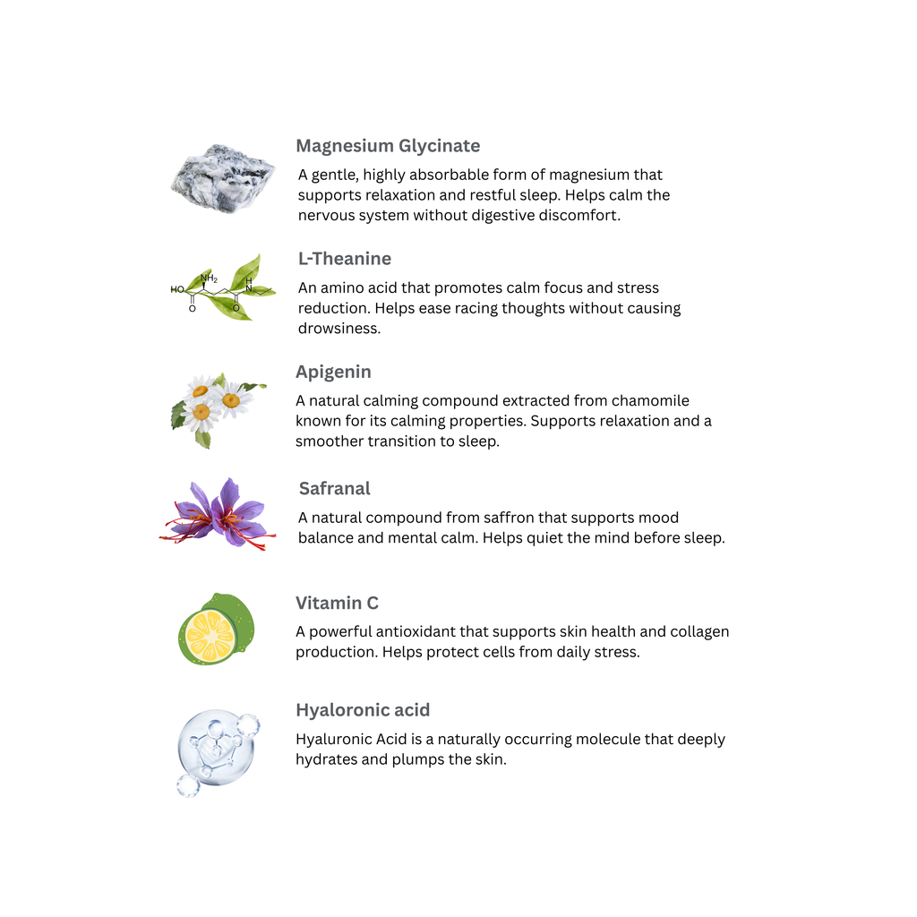 Lumineur Sleep & Glow supplement bottle by PhD neuropharmacologist